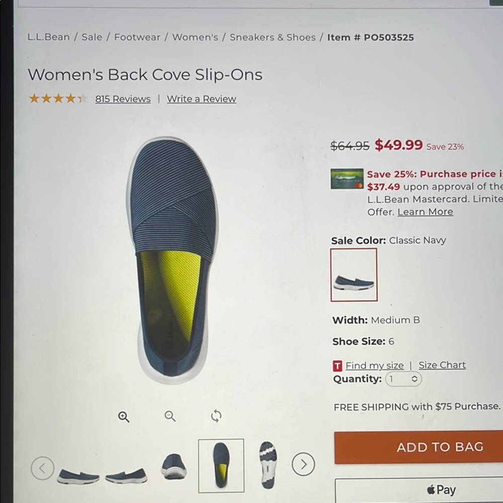 L.L. Bean  Back Cove Slip-On Shoes - Blue ladies size 7 - Picture 11 of 13